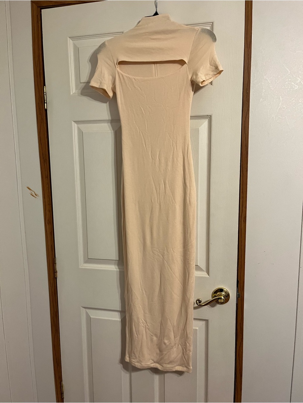 JLUXLABEL Cream Maxi Dress with Scoop Back and Short Sleeves
